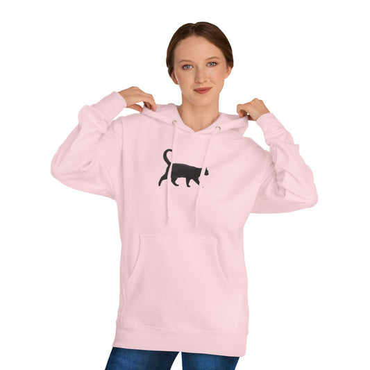 Black Cat Silhouette Hoodie — Minimal Cat Lover Pullover